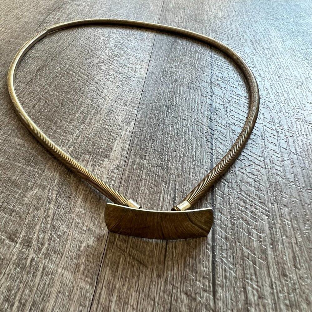 Vintage 80's Gold Stretchy Snake Chain Rectangle Buckle Belt Womens S